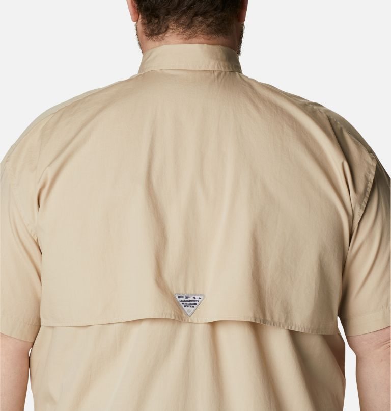 Men's Columbia PFG Bonehead Short Sleeve Shirts Khaki | Plus Size CA-S3LA5